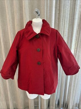 Vintage Short Silk Blend Coat with Button Front Sz M